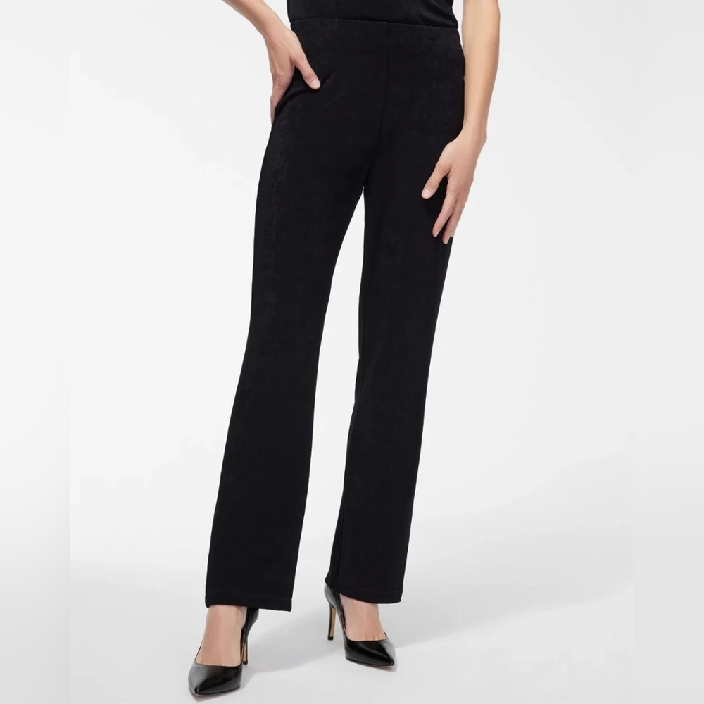 CHICO'S | Travelers Black Straight Leg Slinky Comfortable Elastic Pants | XL‎